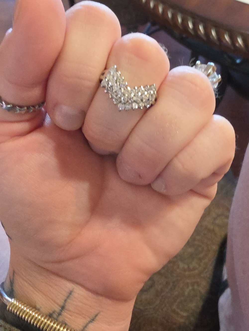 Silver Crystal Chevron Midi Ring - Women's Jewelry